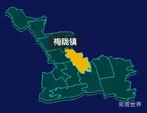 threejs上海市闵行区地图3d地图鼠标移入显示标签并高亮演示实例